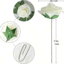 50/25/5pcs White Roses With Stems And Stems + 6 Corner Leaves - Realistic Artificial Roses For DIY Wedding Bouquets, Bridal Gifts, Table Decorations And Home Decorations, No Container Required, Wedding Decorations, Elegant Floral Combinations, Natural Rose Look