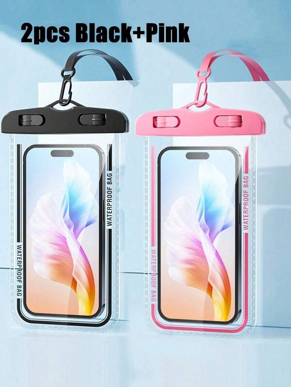 2 piezas Bolsa impermeable para buceo, funda para teléfono con pantalla táctil sellable, fotografía submarina, a prueba de polvo, anti-caída, anti-lluvia, hermética al agua, flotante, estuche de teléfono conveniente, bolsa deportiva impermeable, bolsa de viaje para vacaciones, playa y verano, bolsa impermeable para teléfono, bolsa de playa y piscina para actividades al aire libre