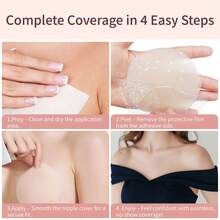 Nipple Covers For Women–2 Pairs Reusable Silicone Pasties, Adhesive&Waterproof, No Show Design With Travel Box - White - View 3