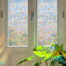 Daisy Flower Colored Sunlight Static Prism Window Film - Double Sided, No-Stick Static Adhesion, Anti-Clash Rainbow Sun Catcher, Reusable PVC For Home And Office Decoration
