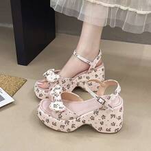 French High Heels For Women With Skirts, New Summer Sandals With Thick Soles And Wedge Heels - Pink - View 4