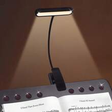 Yogle Lámpara de lectura recargable con cable Tipo C, lámpara de lectura con clip [3 colores y 10 niveles de brillo] Mini luz flexible de cuello de ganso y clip para la noche para niños