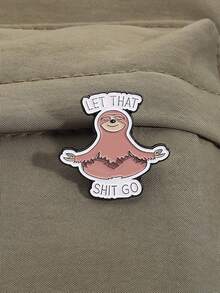 1pc Meditation Sloth Embroidered Patch With Motto "LET THAT GO", Relaxation & Mental Healing, Backpack Decor For Students & Office Workers, Inspiring Vibe, European & American Aesthetic - Multicolor - View 4