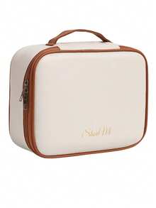 Large Capacity Spacious Double Layer Cosmetic Bag, PU Leather Waterproof Cosmetic Bag, Cosmetic Storage Bag, Lightweight Toiletries Cosmetic Bag, Large Capacity Toiletries Bag With Dividers, Cosmetic Travel Bag, Multifunctional Travel Storage Bag Make Up Bag