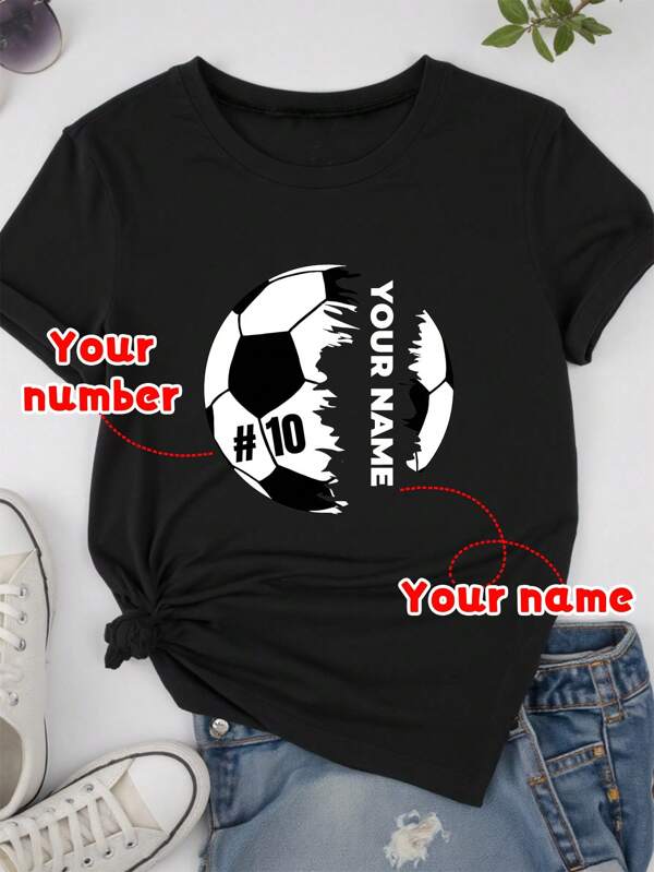Customized T-Shirts, Football Jerseys, Custom Player Jerseys, Club/Team Name Shirts, Personalized Family Shirts, Custom Sports Player Shirts, Soccer Season Shirts, Personalized Match Day Atmosphere Apparel, Sportswear, Football Gifts, Customized School Team Shirts, Customized Numeric Shirts, Women Tops, Summer Casual Outdoor Sports Printed Shirts, Suitable For Daily Wear In Spring & Summer