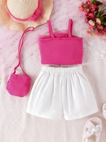 2 pezzi/Set Bambine Elegante Canotta Senza Maniche + Pantaloncini Set, Leggero Estate