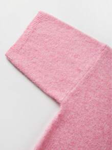 FOR BEAUTY Spring And Autumn Round Neck Half Sleeve Pink Knitted Shirt For Women's Winter New Style Loose Soft Soft Sticky Casual Lazy Style Warm Hoodie For Daily Commuting Versatile Fashion Simple Sweater Top New Year