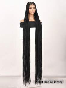 56英寸全双层蕾丝超大号玉米辫盒式假发，带婴儿发，手工超长编织蕾丝前假发，女士合成刺绣蕾丝玉米辫假发，适合日常佩戴 - 彩色 - 查看 4