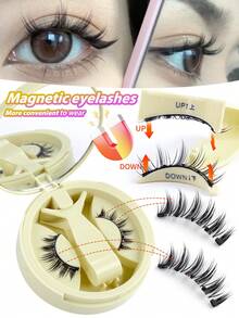 MAGEFY 1 Bộ mi giả CC Curl từ tính kèm kẹp từ tính, gói tất cả trong một, mi giả tự nhiên có thể tái sử dụng kèm nam châm mạnh, mi tròn từ tính, di động, mi giả chồn dùng hàng ngày, không thấm nước, mi truyện tranh không cần keo, đuôi mắt dài giúp làm to cả hai mắt, mi giả mềm mại dùng hàng ngày, mi manga, vật dụng thiết yếu khi đi du lịch, kỳ nghỉ ở bãi biển, chuyến cắm trại, dụng cụ trang điểm khi trở lại trường - Lông mi Manga nhọn - Xem 2