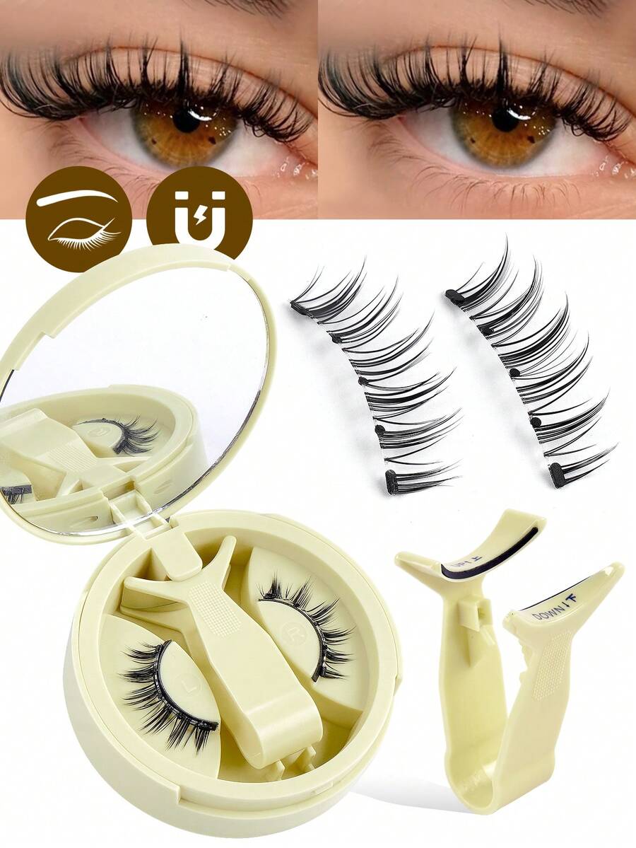 MAGEFY 1 Bộ mi giả CC Curl từ tính kèm kẹp từ tính, gói tất cả trong một, mi giả tự nhiên có thể tái sử dụng kèm nam châm mạnh, mi tròn từ tính, di động, mi giả chồn dùng hàng ngày, không thấm nước, mi truyện tranh không cần keo, đuôi mắt dài giúp làm to cả hai mắt, mi giả mềm mại dùng hàng ngày, mi manga, vật dụng thiết yếu khi đi du lịch, kỳ nghỉ ở bãi biển, chuyến cắm trại, dụng cụ trang điểm khi trở lại trường - Lông mi Manga nhọn - Xem 1