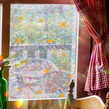 Daisy Flower Colored Sunlight Static Prism Window Film - Double Sided, No-Stick Static Adhesion, Anti-Clash Rainbow Sun Catcher, Reusable PVC For Home And Office Decoration