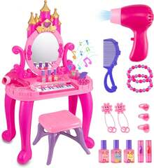 Princess Vanity Makeup Table Toy With Lights & Music – Adjustable Mirror, 13-Key Piano, Pretend Play Cosmetics & Accessories – Gift For Girls Ages 2-5 - Pink - View 1