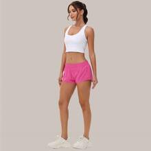 Women's Low-Rise Workout Shorts - Lightweight Quick-Dry Athletic Shorts With Zip Pocket, Built-In Liner For Running, Yoga, Gym - 玫紅色 - 查看 6