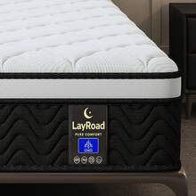LayRoad 12/14 Inch Bedroom Furniture Twin, Full, Queen, King Mattress Memory Foam And Spring, Hybrid Mattress Medium Firmness, Lumbar Support, Home Rooms Hotels, Queen Size Mattress Mattress Beds Mattress Included Home Depot Today Memory Foam Mattress Air Mattresses - Đen và trắng - Xem 1