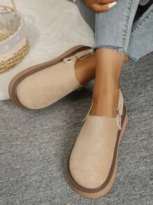 2025 New Thick Sole Closed Toe Mule Sandals With Buckle Strap, Comfortable Slip-On Slippers, Versatile Marroon Color System