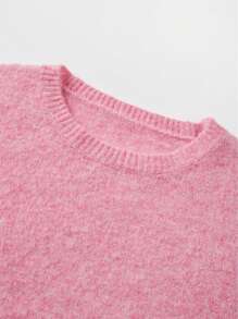 FOR BEAUTY Spring And Autumn Round Neck Half Sleeve Pink Knitted Shirt For Women's Winter New Style Loose Soft Soft Sticky Casual Lazy Style Warm Hoodie For Daily Commuting Versatile Fashion Simple Sweater Top New Year