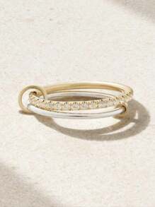 BALMORA 1 Stück 925er Sterling Silber Ring mit ineinander greifendem Design, eingelegt mit synthetischem Zirkonia, zweifarbig blockierter Handschmuck für Damen Mode, europäischer und amerikanischer Hip-Hop Stil, Schmuckstücke zum Layering, Geburtstagsgeschenk, Schmuckgeschenk