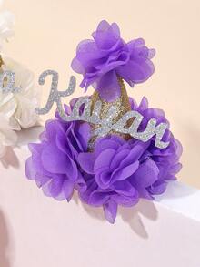 1 pieza Sombrero de cumpleaños personalizado con decoración para niñas, sombrero de cumpleaños de triángulo con brillo y nombre personalizado, sombrero cono de fiesta de cumpleaños con nombre personalizado, sombrero de cumpleaños rosa, azul, púrpura lindo para decoración de fiesta de cumpleaños, regalos de cumpleaños, accesorios para el cabello de niños - Multicolor - Ver 3