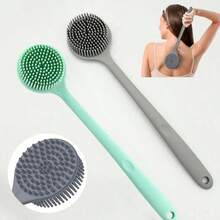 Silicone Long Handle Massage Bath Brush - Body Scrubber - Back Scrubber - Shower Tool (Blue/Grey/Pink/Black) - Silicone Long Handle Bath Brush - View 16