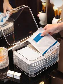 1 hộp đựng mỹ phẩm, hộp đựng khẩu trang trong tủ lạnh, hộp đựng đồ chăm sóc da có nắp chống bụi, chống thấm nước, hộp đựng nước hoa, thích hợp để bảo quản trong tủ lạnh, đựng phụ kiện & kẹp tóc, sắp xếp dụng cụ nhà bếp, giá trưng bày đồ dùng học tập - Trong sáng - Xem 6