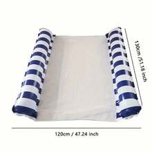 1pc 2-Person Inflatable Water Hammock Lounger, Striped Floating Mat With Mesh Design, Beach Essentials, Beach Accessories, Pool Float - Multicolor - View 12