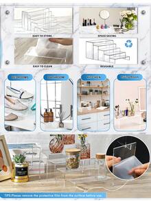 1Set 3/5 Pcs Acrylic Display Stands, Stackable Clear Acrylic Shelves- Display Shelf Riser For Collectibles, Figurine, Gemstone, Curio,Cupcake, Toys. Organize, Decor - Clear - View 9