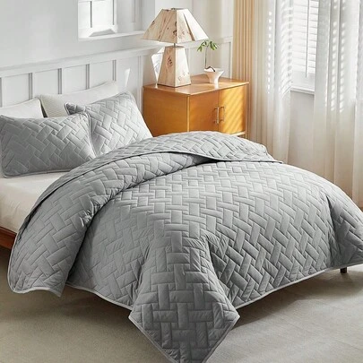 1pc Gray Plaid Lightweight Breathable Comforter, Soft And Skin-Friendly Summer Quilt For Single/Double/Queen/King Size Bed, Suitable For Bedroom, Dorm, Home Decor, Machine Washable, Gift For Holiday, Back To School, Autumn Decoration