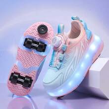 LED Light Up Roller Shoes, Removable Wheels, Leisure Sports Shoes, Quick Skating, Brakes, Ideal Gift For Boys And Girls
