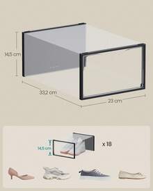 Shoe Storage Box - Black+Transparent - View 6