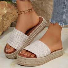 Sandals For Women Lightweight Bohemia Wedge Slide Beach Summer Casual - Màu be - Xem 3