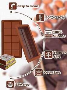 10-Grid Chocolate Mold, Silicone Baking Tool, DIY Cake Mold - Brown - View 6