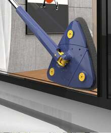 2024 Self-Wringing Triangle Extended Mop X Type Microfiber Floor Squeeze Free Hand Washing Lazy Tool Rotate Household Cleaning - cây lau nhà màu xanh dương 2 giẻ lau - Xem 7