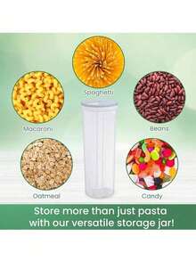 1-Piece Large Capacity Plastic Storage Container Set - Airtight Pasta/Noodles/Cereal Food Canisters (Includes Noodle Tube For Kitchen/Home/Restaurant Use)