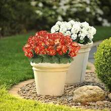 2 Pcs Artificial Geranium Flowers For Outdoors Silk Geraniums Flowers Outdoor Orange Geranium Bush Faux Flowers Geraniums For Outdoor Decor Indoor Garden Patio Grave Cemetary Table Centerpiece - Orange - View 2