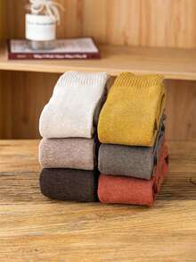 1 双女士过膝袜，纯色加厚保暖内衬，温暖舒适，百搭，适合秋冬季学生和成人