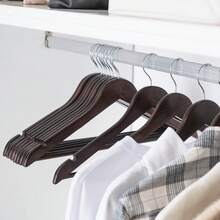 Wooden Clothes Hanger, Adult Size, With Non-Slip Grooves And 360° Rotating Hook, Suitable For Shirts, Jackets, Sweaters, Pants And Other Garments, Natural Wood Color