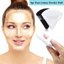 8 Pcs Cotton Powder Puff Face, Triangle Super Soft Both Dry And Wet Makeup Setting Puff,For Concealer/Loose Powder/Body Powder/Foundation/Blush Makeup Sponge Set (Black+White) - Black - View 7