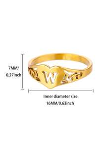 1PC Fashion Hollow Initial Letter Heart Rings For Women Gold Color Stainless Steel A-Z Letter Ring Aesthetic Wedding Jewelry Gift - Yellow Gold - View 20