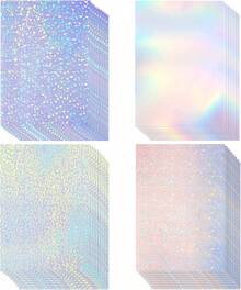 36 Sheets A4 Holographic Paper Sticker Transparent Waterproof Self Adhesive Film 11.X 8.3 Inches (Gem,, Colorful,) - 星星 - 查看 8
