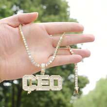 Dây chuyền mặt chữ vuông nhỏ đính đá Cubic Zirconia thời trang, đa năng, trang sức Zirconia bằng đồng dành cho nam giới. - Nhiều màu - Xem 7