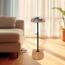 C-Shaped Side End Table, Sofa Tub End Table, Bathtub Tray Table - Baumstammfarbe+Schwarz - View 5