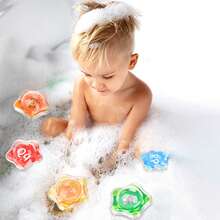 婴儿漂浮玩具带储物袋 | 花卉图案漂浮游戏，Earl 学习益智玩具，适合幼儿浴缸玩耍的漂浮浴缸