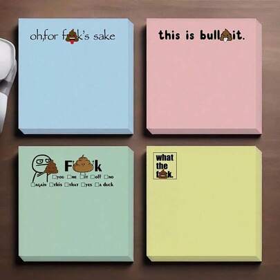 4Pcs Humorous Office Notebook Is A Square Paper Memo With Humorous Phrases, Designed For Laughter In The Workplace And Unique Office Supplies