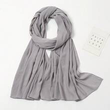 1pc 180*70CM Scarf Texture Crinkled Satin Crepe Crinkled Shawls And Wraps Silk Feeling Chiffon Hijab Women Long Hair Scarves Braids Soft Headscarf Headbands Scarf Bandana Beach Cover Up Sarong Satin Hijab Daily Life Evening Travel Wedding Party Bridal - Baby Pink - View 20