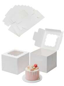 3 قطع/6 قطع/12 قطعة علبة كيك مع نافذة شفافة، علبة مافن، علبة تغليف كب كيك ورقية، علبة طلب الخبز، علبة تارت، علبة معجنات، علبة تغليف بسكويت وكيك، علبة مافن، علبة معجنات، كيك بشكل نجمة الثلج - أبيض - مشاهدة 7