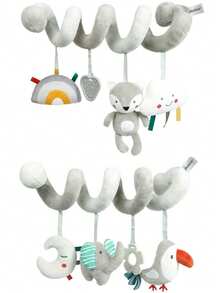 婴儿汽车座椅玩具，可移动毛绒螺旋悬挂玩具，适用于婴儿车，婴儿感官早教玩具