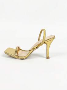 Women's Pointed Toe Metallic Gold Stiletto Heel Sandals, Sexy Party Fashionable Minimalist Design, Comfortable High Heels, Elongate Legs