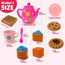 19-Piece Small-Sized Portable Kids Tea Party Toy Set: Realistic Tea Ware, Kettle & Desserts , Perfect For Boys & Girls' Pretend Play, Thoughtful Gift For Back-To-School, Christmas & Birthdays - Pink - View 3