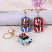 1 قطعة سلسلة مفاتيح معدنية مطعمة بالراين ستون بتصميم سيارة، قلادة حقيبة كورية أنيقة وإبداعية، هدية صغيرة، كرتوني، كاجوال، من سبيكة الزنك، إكسسوارات حقيبة صيفية أو عيد الميلاد، هدايا للمعلم والصديقة والأخت