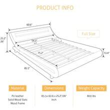 SHA CERLIN Full/Queen/King Size Upholstered Modern Bed Frame With LED Headboard, No Box Spring Needed, Strong Wood Slats Support, Easy Assembly, Black+White - Black and White - View 7